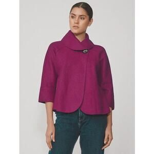 Anntarah Audrey Jacket Women's Size M Magenta Baby Alpaca Wool Coat Lightweight